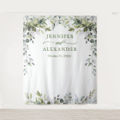 Waterverf Eucalyptus Trouwfoto Booth Achtergrond Wandkleed (Voorkant)