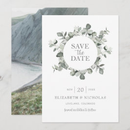 Waterverf Eucalyptus Trouwfoto Save The Date