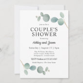 Waterverf Eucalyptus Trouwpaar Douche Kaart (Voorkant)