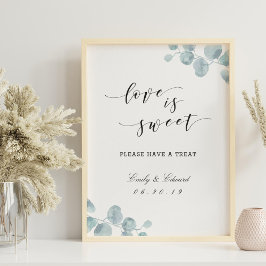 Waterverf Eucalyptus Tuin Bruiloft Dessert Tafel Poster