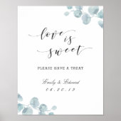 Waterverf Eucalyptus Tuin Bruiloft Dessert Tafel Poster (Voorkant)