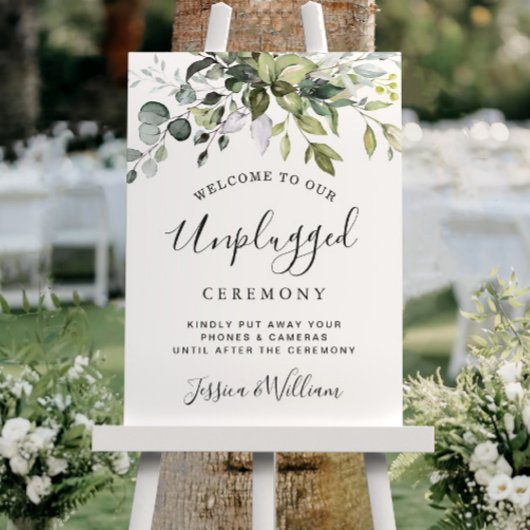 Waterverf Eucalyptus Unplugged Wedding Ceremony Poster