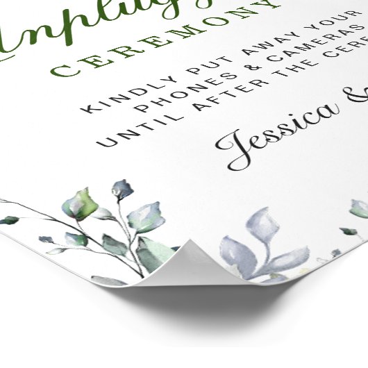Waterverf Eucalyptus Unplugged Wedding Ceremony Poster (Hoek)