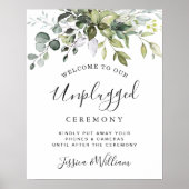 Waterverf Eucalyptus Unplugged Wedding Ceremony Poster (Voorkant)