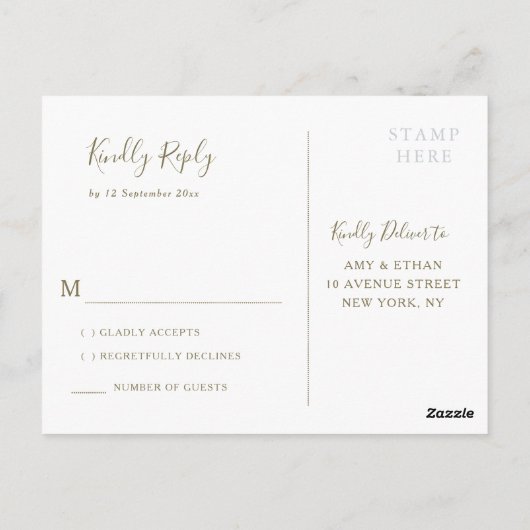 Waterverf eucalyptus verlaat bruiloft RSVP Briefka Briefkaart (Achterkant)