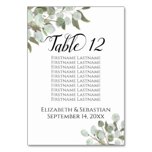 Waterverf Eucalyptus verlaat bruiloft zitplaatsen  Kaart