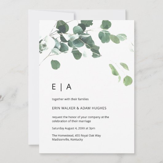 Waterverf eucalyptus verlaat moderne lettertype br kaart (Voorkant)