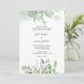 Waterverf Eucalyptus verlaat script bruiloft Kaart (Staand voorkant)