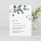 Waterverf eucalyptus verlaat trouwuitnodiging kaart (Staand voorkant)