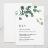 Waterverf eucalyptus verlaat trouwuitnodiging kaart (Voorkant / Achterkant)