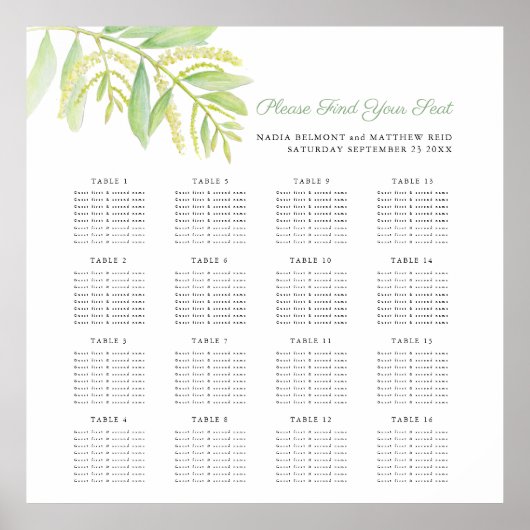 Waterverf eucalyptus verlaat trouwzitje poster (Voorkant)