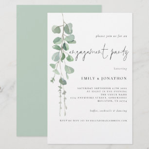 Waterverf Eucalyptus Verloving Uitnodiging