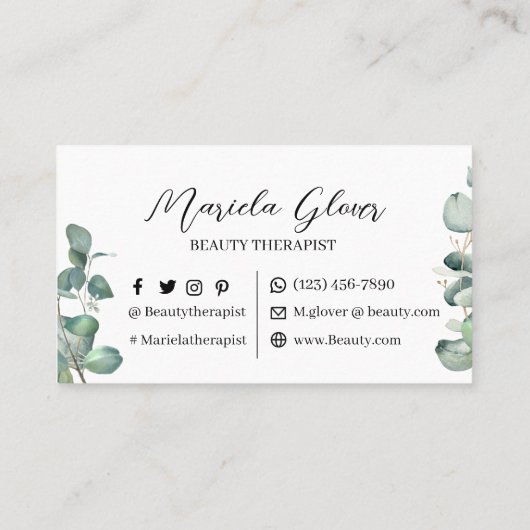 Waterverf eucalyptus visitekaartje (Achterkant)