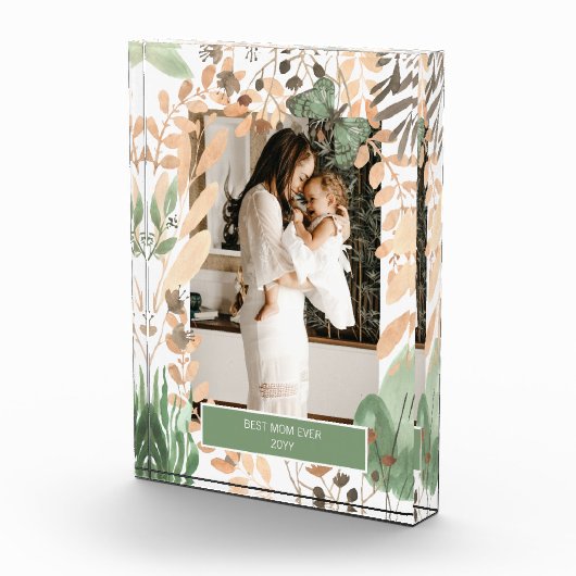 Waterverf Eucalyptus Vlinder groen Fotoblokken (Rechts)