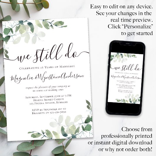 Waterverf Eucalyptus Vow Renewal Kaart