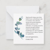 Waterverf Eucalyptus Vrijgezellenfeest Dank u Notitiekaartje (Achterkant)