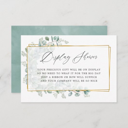 Waterverf Eucalyptus Vrijgezellenfeest Display Sho Informatiekaartje (Voorkant / Achterkant)