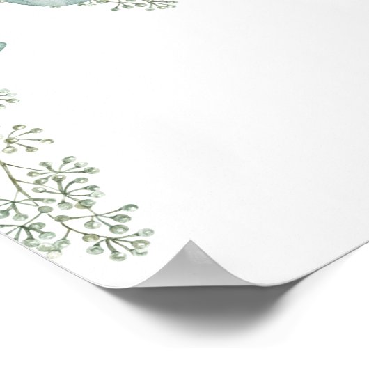 Waterverf Eucalyptus Vrijgezellenfeest Foto Prop. Poster (Hoek)