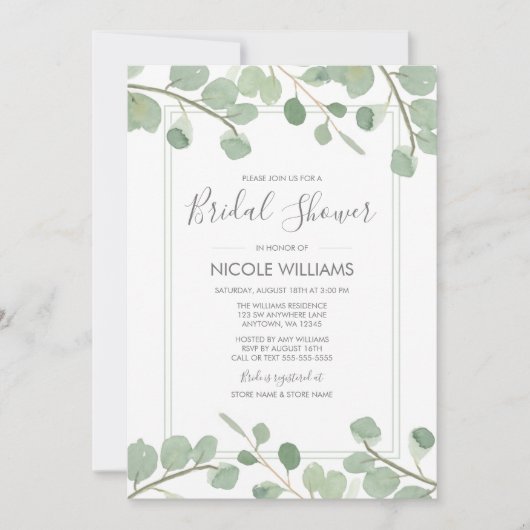 Waterverf Eucalyptus Vrijgezellenfeest Kaart (Voorkant)