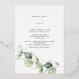 Waterverf Eucalyptus Vrijgezellenfeest Silver Folie Uitnodiging