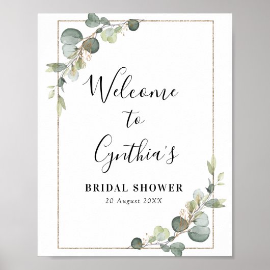 waterverf eucalyptus vrijgezellenfeest - welkomstt poster (Voorkant)