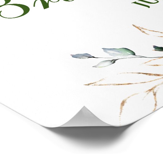 Waterverf Eucalyptus Vrijgezellenfeest Welkomsttek Poster (Hoek)