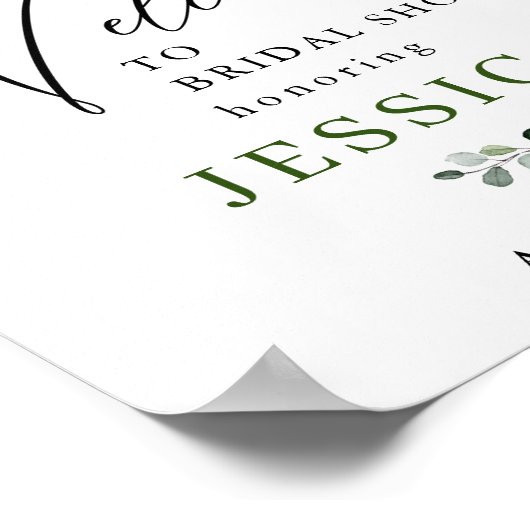 Waterverf Eucalyptus Vrijgezellenfeest Welkomsttek Poster (Hoek)