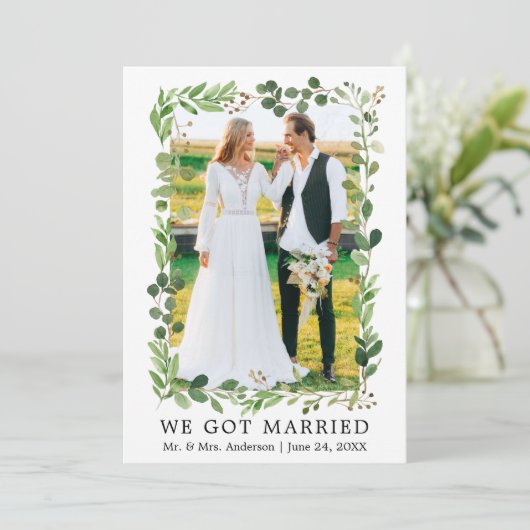 Waterverf Eucalyptus We hebben een huwelijk geslot Aankondiging (Staand voorkant)