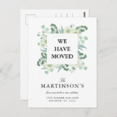 Waterverf Eucalyptus We hebben een nieuw adres ver Briefkaart (Voorkant / Achterkant)