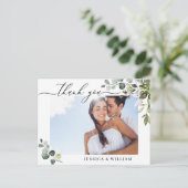 Waterverf Eucalyptus Weddenschap Foto Dank je Briefkaart (Staand voorkant)