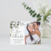 Waterverf Eucalyptus Weddenschap Foto Dank je Briefkaart (Staand voorkant)