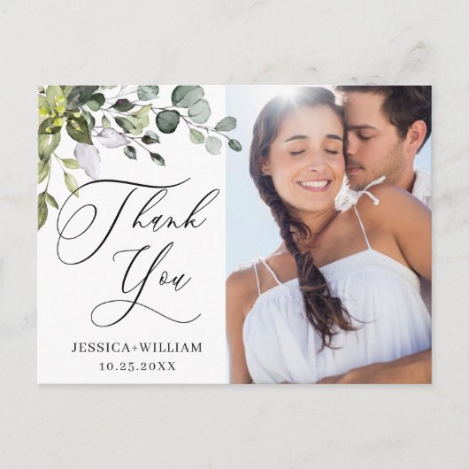Waterverf Eucalyptus Weddenschap Foto Dank je Briefkaart (Voorkant)