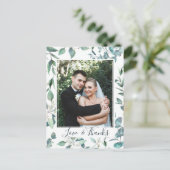 Waterverf Eucalyptus Weddenschap Foto Dank je Briefkaart (Staand voorkant)
