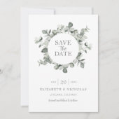 Waterverf Eucalyptus Weddenschap Foto slaat de dat Save The Date (Voorkant)