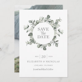Waterverf Eucalyptus Weddenschap Foto slaat de dat Save The Date