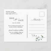 Waterverf Eucalyptus Weddenschap Opslaan Datum Aankondigingskaart (Achterkant)