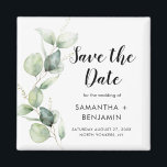 Waterverf Eucalyptus Weddenschap Opslaan Datum Magneet<br><div class="desc">Schattigee botanische Waterverf Eucalyptus Wedding bespaar de datummagneet die een perfecte aandenken voor uw gasten maakt en jarenlang zal worden gekoesterd. Vervang eenvoudig de namen,  aankondiging,  datum en locatie om een one-of-a-kind te creëer,  behalve de datumaankondiging</div>