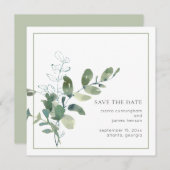 Waterverf Eucalyptus Weddenschap opslaan Datum Save The Date (Voorkant / Achterkant)