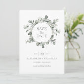 Waterverf Eucalyptus Weddenschap opslaan Datum Save The Date (Staand voorkant)