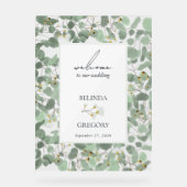 Waterverf Eucalyptus Weddenschap Welkomstteken Acryl Bord (Voorkant)