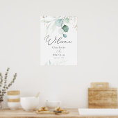 Waterverf Eucalyptus Weddenschap Welkomstteken Poster (Keuken)