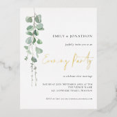Waterverf Eucalyptus Weddenschappen Evening Party  Folie Uitnodiging Briefkaart (Voorkant)