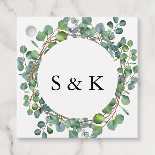 Waterverf Eucalyptus Wedding Bedankjes Labels (Voorkant)