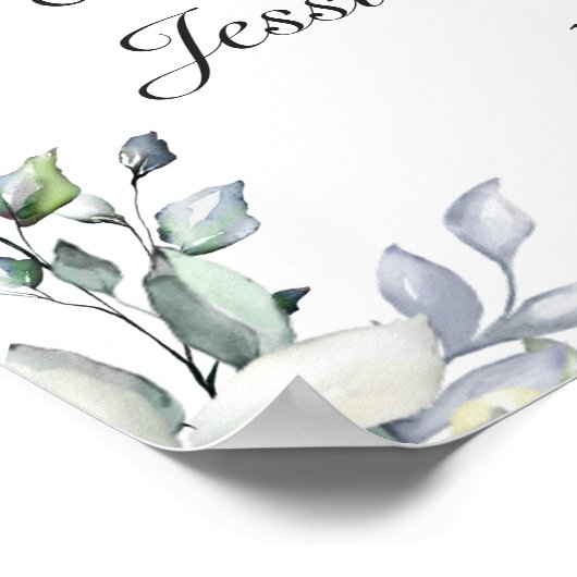 Waterverf Eucalyptus Wedding Ceremony Seating Poster (Hoek)