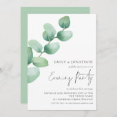 Waterverf Eucalyptus Wedding Evening Party Kaart (Voorkant / Achterkant)