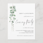 Waterverf Eucalyptus Wedding Evening Party Uitnodiging Briefkaart (Voorkant)