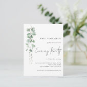 Waterverf Eucalyptus Wedding Evening Party Uitnodiging Briefkaart (Staand voorkant)