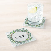 Waterverf Eucalyptus Wedding Glazen Onderzetter (Schuin)