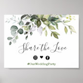 Waterverf Eucalyptus Wedding Hashtag Poster (Voorkant)
