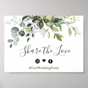 Waterverf Eucalyptus Wedding Hashtag Poster